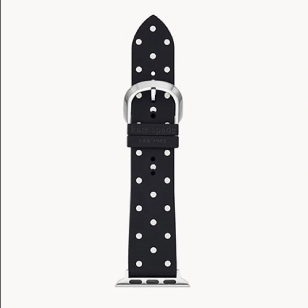 NIB Kate Spade New York black polka dot silicone 38mm/40mm band for Apple Watch®
